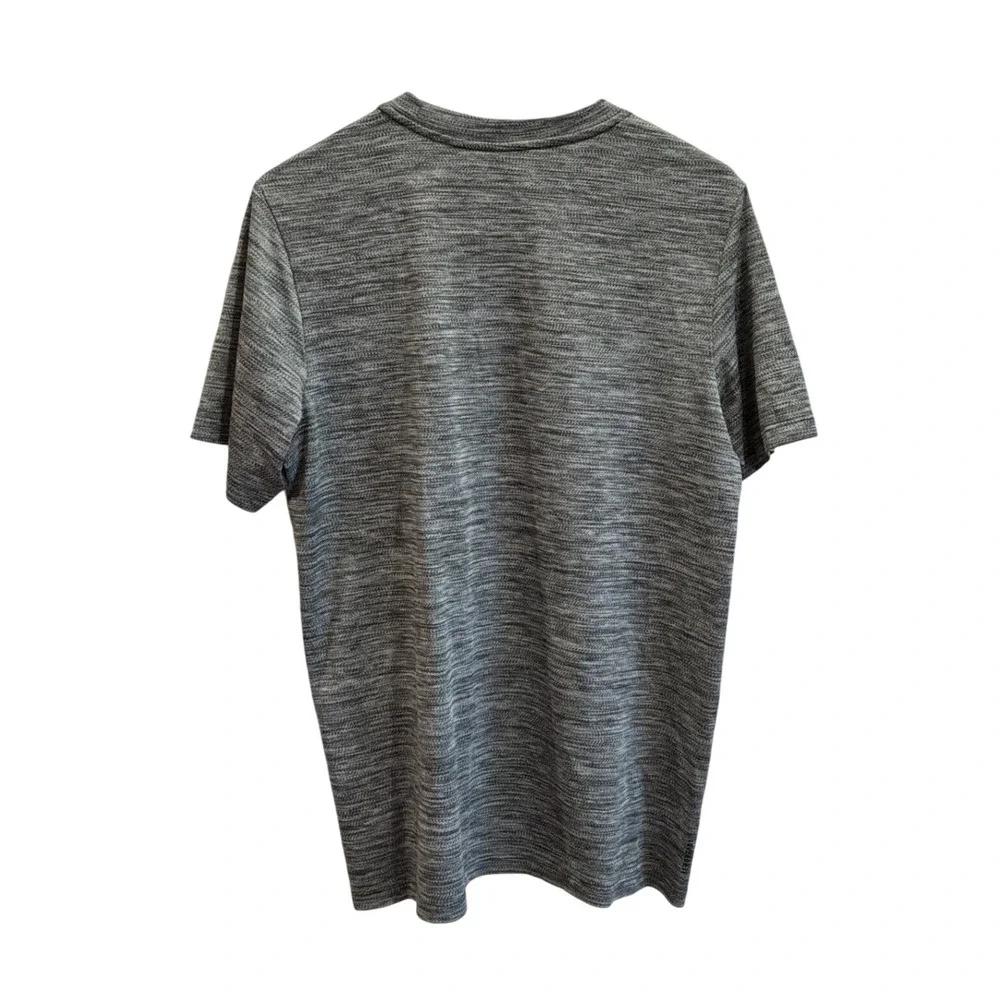 Adidas Mens Space Dye Performance T-Shirt Grey Black Athletic Gym Top Size M